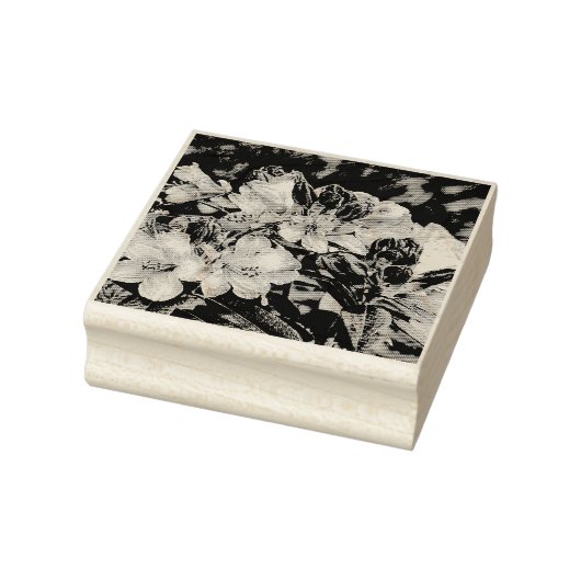 Waterverf schilderij van een paarse azeea blossom  rubberstempel (Stempel)
