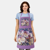 Waterverf schilderij van een paarse azeea blossom schort (Gedragen)