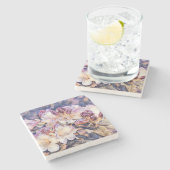 Waterverf schilderij van een paarse azeea blossom stenen onderzetter (Zijkant)