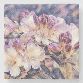 Waterverf schilderij van een paarse azeea blossom stenen onderzetter (Voorkant)