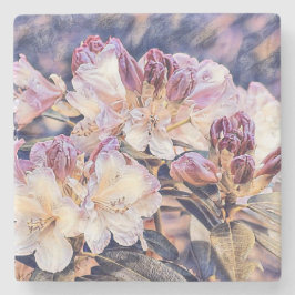 Waterverf schilderij van een paarse azeea blossom stenen onderzetter