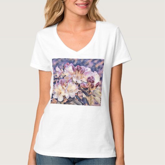 Waterverf schilderij van een paarse azeea blossom t-shirt (Voorkant)