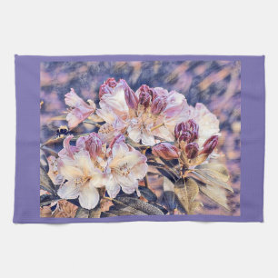 Waterverf schilderij van een paarse azeea blossom theedoek