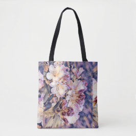 Waterverf schilderij van een paarse azeea blossom tote bag