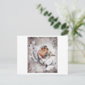 Waterverf schilderij van een Robin Bird met een bl Briefkaart (Staand voorkant)