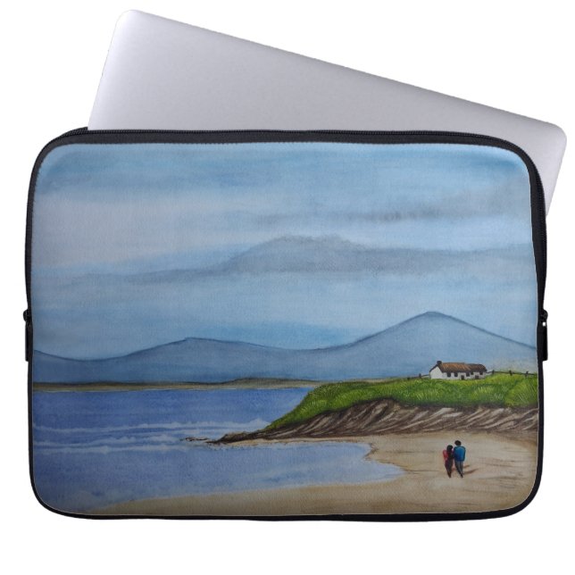 Waterverf schilderij van een romantische dag op he laptop sleeve (Voorkant)