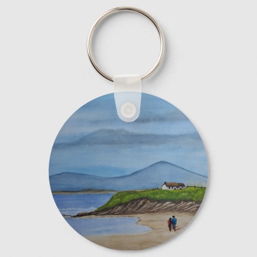 Waterverf schilderij van een romantische dag op he sleutelhanger (Voorkant)