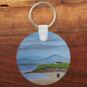 Waterverf schilderij van een romantische dag op he sleutelhanger (Achterkant)