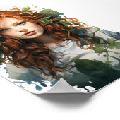 Waterverf schilderij van een roodharig meisje poster (Hoek)