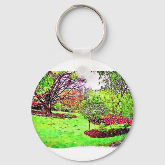 Waterverf schilderij van een weelderige lentetuin sleutelhanger