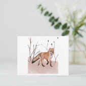 Waterverf schilderij van een wintervos die loopt briefkaart (Staand voorkant)