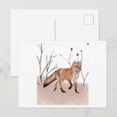 Waterverf schilderij van een wintervos die loopt briefkaart (Voorkant / Achterkant)