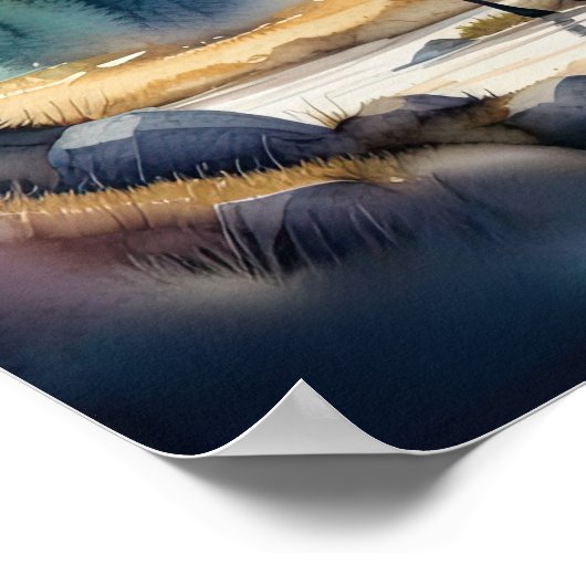 Waterverf Schilderij van Elk in Bos 1:1 Poster (Hoek)