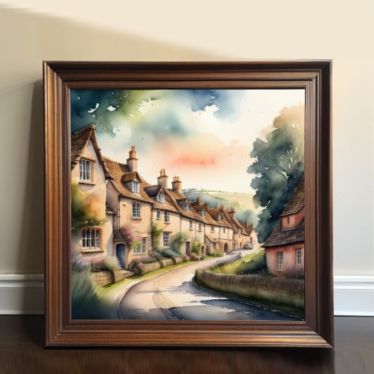 Waterverf Schilderij van Engelse Cotswolds Poster