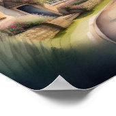 Waterverf Schilderij van Engelse Cotswolds Poster (Hoek)