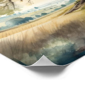 Waterverf Schilderij van enorme oude eikenboom Poster (Hoek)