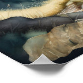 Waterverf Schilderij van Fox in Bos 1:1 Poster (Hoek)