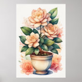 Waterverf Schilderij van Gardenia in Pot III Poster (Voorkant)