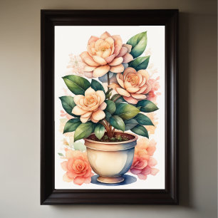 Waterverf Schilderij van Gardenia in Pot III Poster