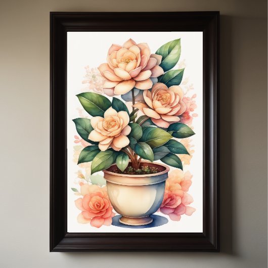 Waterverf Schilderij van Gardenia in Pot III Poster