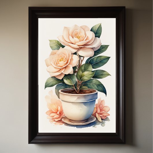 Waterverf Schilderij van Gardenia in Pot Poster