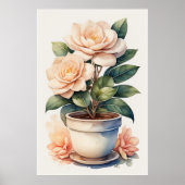 Waterverf Schilderij van Gardenia in Pot Poster (Voorkant)