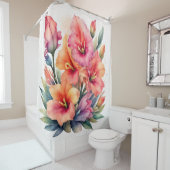 Waterverf Schilderij van Gladiolas Douchegordijn (In situ)