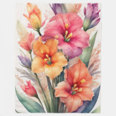 Waterverf Schilderij van Gladiolas Fleece Deken (Voorkant)