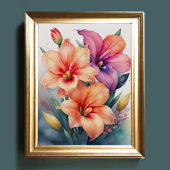 Waterverf Schilderij van Gladiolas IV Poster