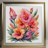 Waterverf Schilderij van Gladiolas IX Poster