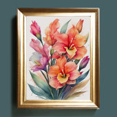 Waterverf Schilderij van Gladiolas Poster