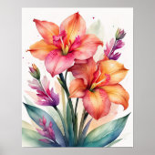 Waterverf Schilderij van Gladiolas V Poster (Voorkant)