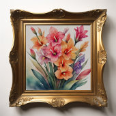Waterverf Schilderij van Gladiolas XI Poster