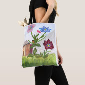 Waterverf schilderij van gras en bloemen op de Can Tote Bag (Dichtbij)