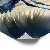 Waterverf Schilderij van Grote Blauwe Heron 1:1 Poster (Hoek)