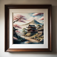 Waterverf Schilderij van het oude Japanse dorp