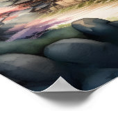 Waterverf Schilderij van het oude Japanse dorp Poster (Hoek)