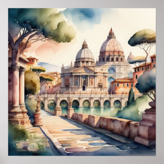 Waterverf Schilderij van het oude Rome Poster (Voorkant)