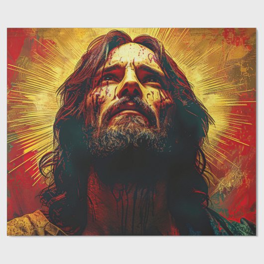 waterverf schilderij van Jezus Christus Cadeaupapier (Vlak)