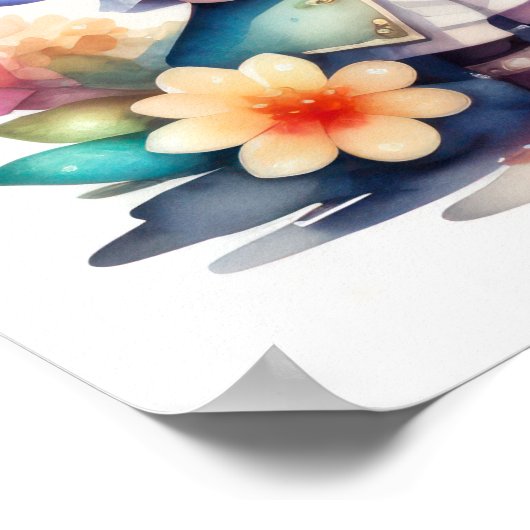 Waterverf Schilderij van Kawaii Chibi 2 Vrouw II Poster (Hoek)