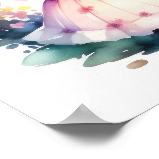 Waterverf Schilderij van Kawaii Chibi 2 Vrouw IV Poster (Hoek)