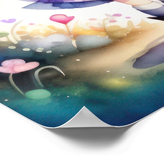 Waterverf Schilderij van Kawaii Chibi 2 Vrouw V Poster (Hoek)