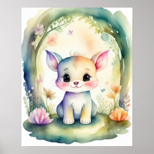 Waterverf Schilderij van Kawaii Chibi Creature II Poster (Voorkant)