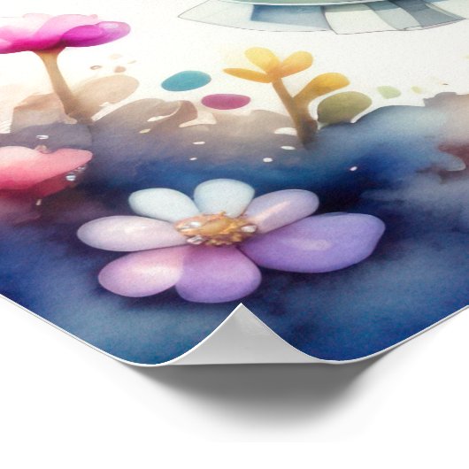 Waterverf Schilderij van Kawaii Chibi Vrouw II Poster (Hoek)