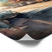 Waterverf Schilderij van  Kleine Stadsstraat Poster (Hoek)