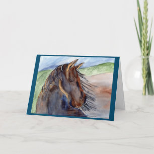 waterverf schilderij van kleurrijke warhorse kaart