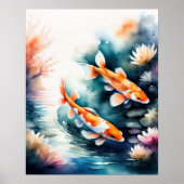 Waterverf Schilderij van Koi Fish II Poster (Voorkant)