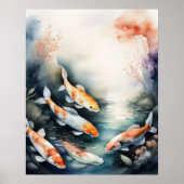 Waterverf Schilderij van Koi Fish IV Poster (Voorkant)