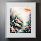 Waterverf Schilderij van Koi Fish IV Poster