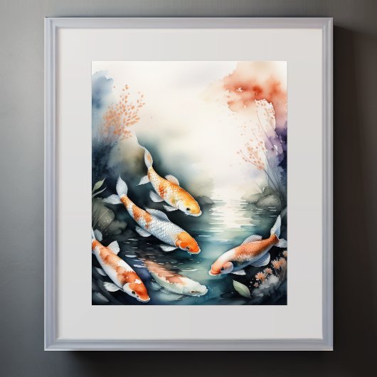 Waterverf Schilderij van Koi Fish IV Poster